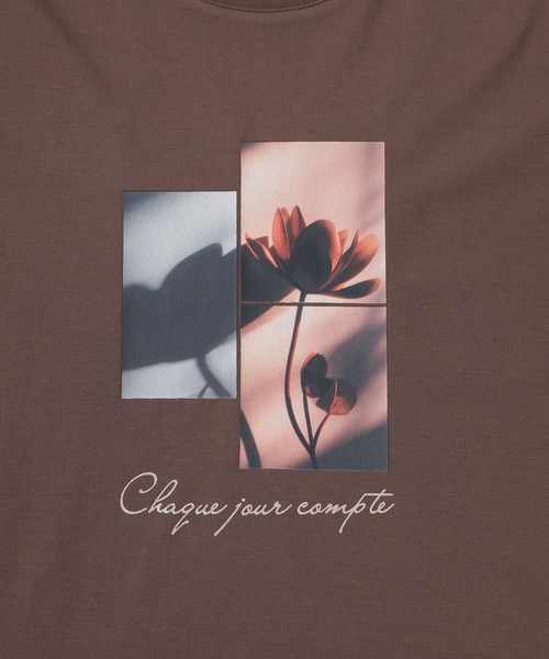 GLACIER lusso(グラシアルッソ)の「【美冷・接触冷感・UVカット・遮熱】フォトプリントTシャツ(Tシャツ/カットソー・レディース・スミクロ/ブラウン/ダークオレンジ/アイボリー・M/LL/L/S)」の6枚目の写真