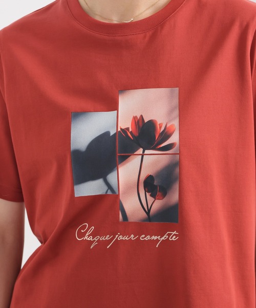 GLACIER lusso(グラシアルッソ)の「【美冷・接触冷感・UVカット・遮熱】フォトプリントTシャツ(Tシャツ/カットソー・レディース・スミクロ/ブラウン/ダークオレンジ/アイボリー・M/LL/L/S)」の9枚目の写真
