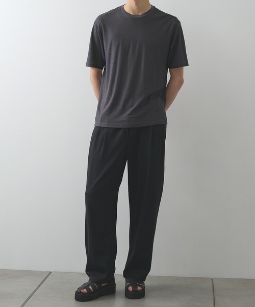 markaware(マーカウェア)の「【marka/マーカ】ラミー天竺 / クルーネックTee / CREW NECK TEE(Tシャツ/カットソー・メンズ・ダークグレー/ブラック・2/1)」の8枚目の写真