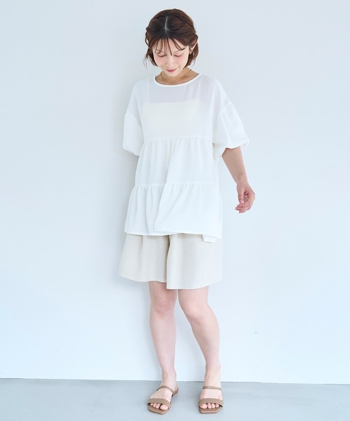 mil(ミル)の「バルーンスリーブ ティアードブラウス【587225】(シャツ/ブラウス・レディース・グレイッシュブルー/ブラック/オフホワイト・XS/S)」の14枚目の写真