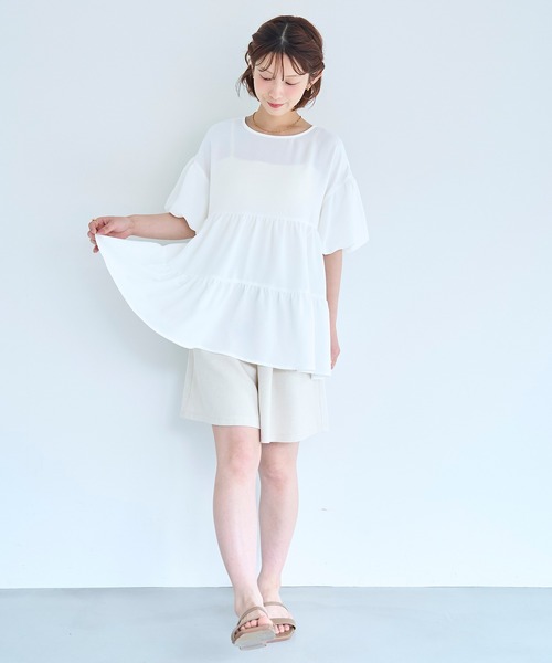mil(ミル)の「バルーンスリーブ ティアードブラウス【587225】(シャツ/ブラウス・レディース・グレイッシュブルー/ブラック/オフホワイト・XS/S)」の15枚目の写真