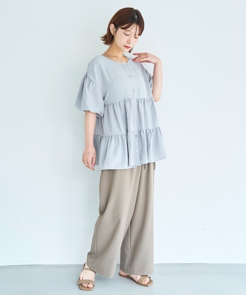 mil(ミル)の「バルーンスリーブ ティアードブラウス【587225】(シャツ/ブラウス・レディース・グレイッシュブルー/ブラック/オフホワイト・XS/S)」の21枚目の写真