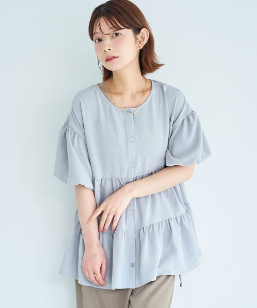 mil(ミル)の「バルーンスリーブ ティアードブラウス【587225】(シャツ/ブラウス・レディース・グレイッシュブルー/ブラック/オフホワイト・XS/S)」の17枚目の写真
