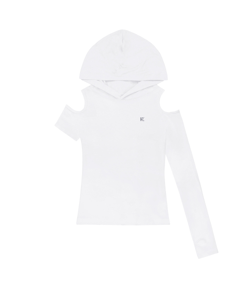 ROCKCAKE(ロックケーキ)の「Asymmetry Sleeve hoodie - White(Tシャツ/カットソー・レディース・その他・SMALL)」の2枚目の写真