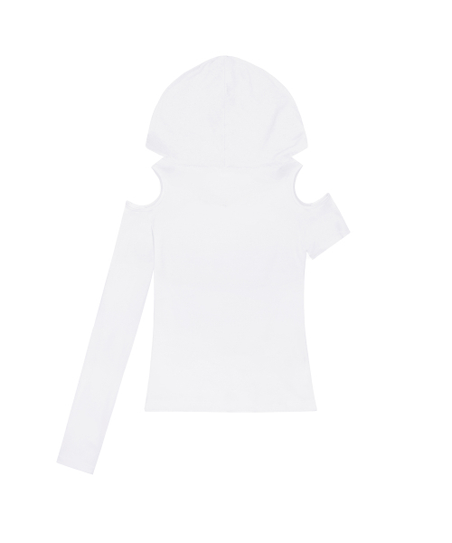 ROCKCAKE(ロックケーキ)の「Asymmetry Sleeve hoodie - White(Tシャツ/カットソー・レディース・その他・SMALL)」の3枚目の写真
