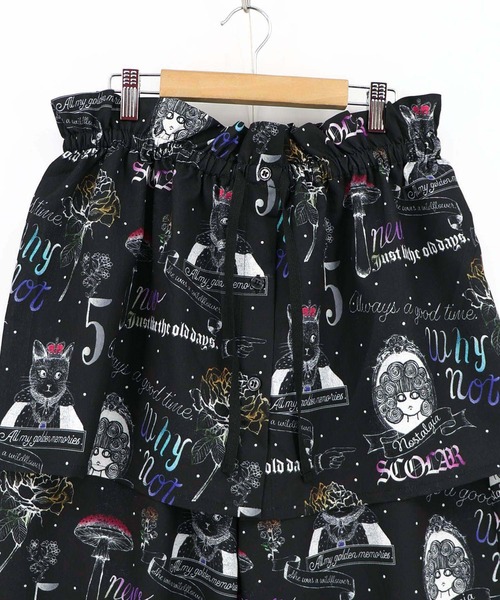 ScoLar(スカラー)の「ScoLar(スカラー) アンティーク柄 3way巻きスカート付きパンツ(その他パンツ・レディース・ブラック/アイボリー・MEDIUM)」の6枚目の写真