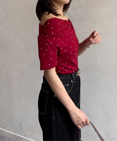 Thevon（ゼボン）の「ドットドレープTシャツ（Tシャツ/カットソー・レディース・ブラック/レッド/オフホワイト・FREE）」の11枚目の写真