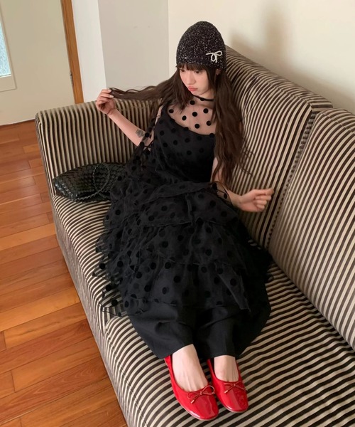 Alvia(アルビア)の「チュールフリルロングワンピース(ワンピース・レディース・ブラック/ホワイト・M)」の19枚目の写真