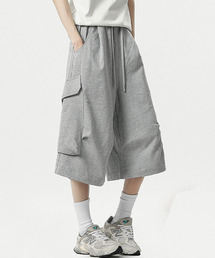 neos | 【neos】スウェット カーゴパンツ メンズ ワイド バレルシルエット クロップド丈 ハーフパンツ ひざ下丈 ピグメント風(カーゴパンツ)