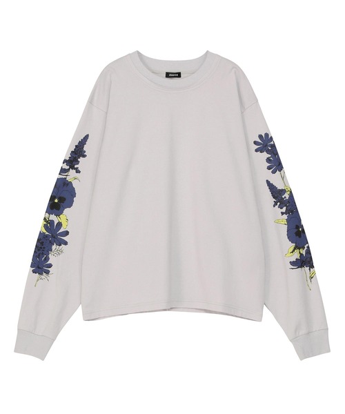 ZUCCa(ズッカ)の「FLOWER SLEEVE T / カットソー(スウェット・レディース・ダークグレー/ベージュ/ライトグレー・M size/XL)」の2枚目の写真