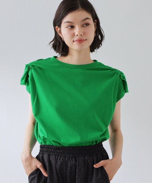THE SHOP TK (ザ ショップ ティーケー )の「【ひんやり/汗じみ防止】ツイストアクセントトップス(Tシャツ/カットソー・レディース・オフホワイト/グリーン/ブラック/ダークブラウン・13/12)」の13枚目の写真