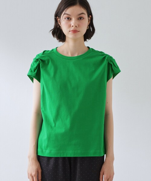 THE SHOP TK (ザ ショップ ティーケー )の「【ひんやり/汗じみ防止】ツイストアクセントトップス(Tシャツ/カットソー・レディース・オフホワイト/グリーン/ブラック/ダークブラウン・13/12)」の21枚目の写真