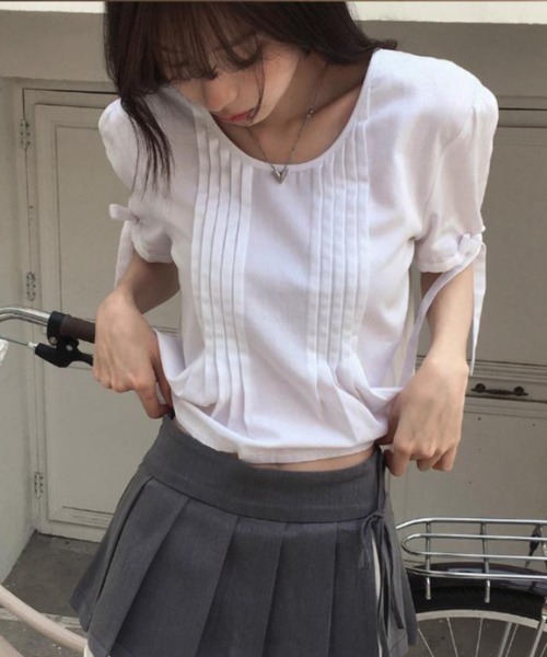 semplice（センプリチェ）の「ブラウス【韓国ファッション】（シャツ/ブラウス・レディース・ピンク/ホワイト・F）」の4枚目の写真