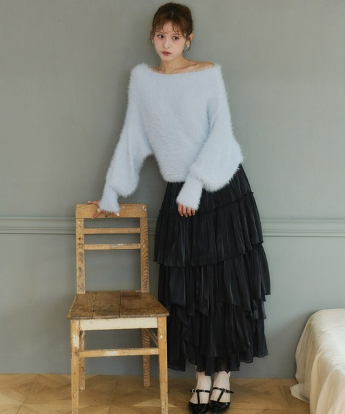 Olu.（オルドット）の「シルキーランダムギャザースカート（スカート・レディース・ブラック/アイボリー・0/1）」の19枚目の写真