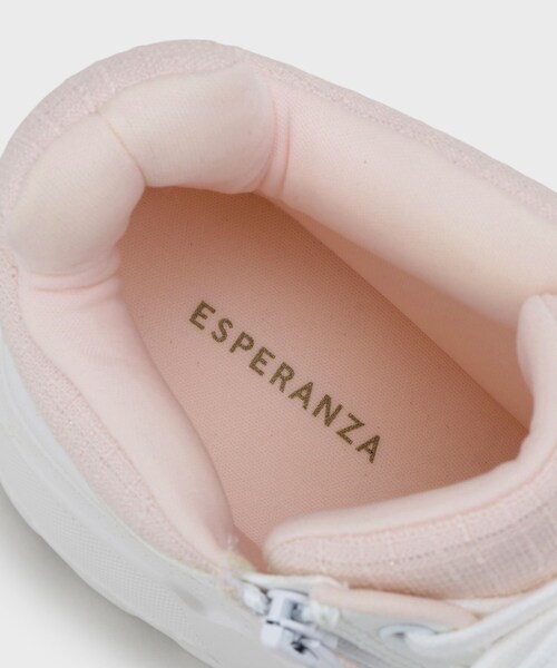 ESPERANZA(エスペランサ)の「ラインストーンロゴハイカットスニーカー(スニーカー・レディース・ピンク系7/ブラック系2/ホワイト系3・S/M/LL/L)」の4枚目の写真