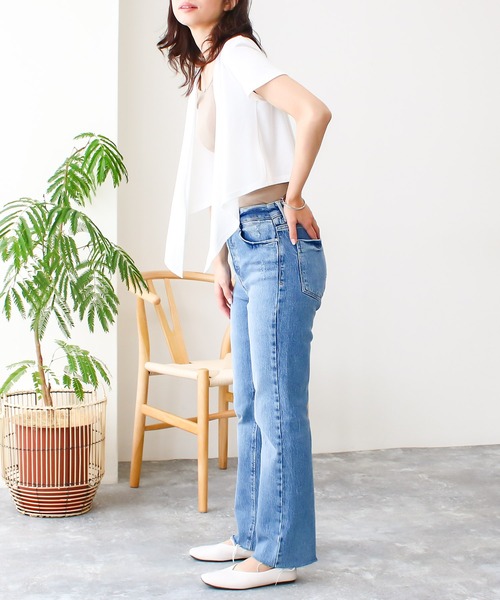 NYLAUS(ナイラス)の「【SG】前結び ショート丈 ボレロカーディガン 半袖カーディガン(カーディガン/ボレロ・レディース・ホワイト/ブラック・LL/M/L/3L/S)」の4枚目の写真