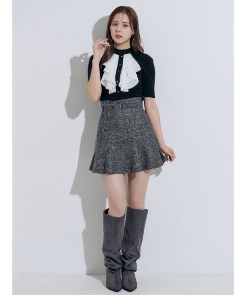 MERCURYDUO(マーキュリーデュオ)の「ベルテッドフレアミニスカート(スカート・レディース・グレー/ベビーピンク・MEDIUM/SMALL)」の19枚目の写真