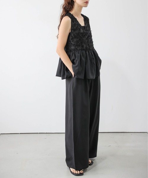 AMELY(エミリー)の「フラワージャガード オールインワン(つなぎ/オールインワン・レディース・ブラック/ブラウン/グリーン・M/L)」の4枚目の写真