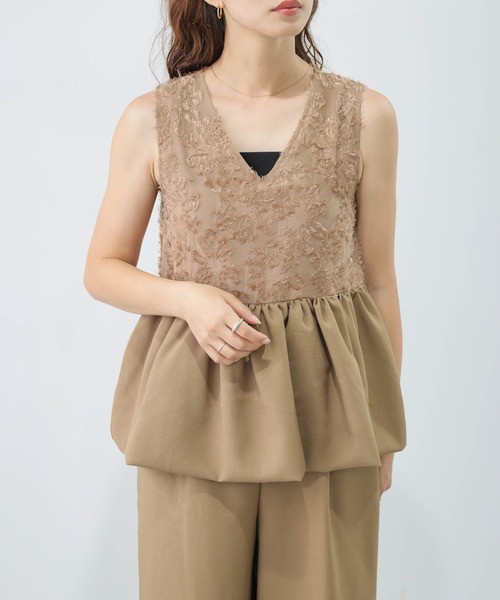 AMELY(エミリー)の「フラワージャガード オールインワン(つなぎ/オールインワン・レディース・ブラック/ブラウン/グリーン・M/L)」の8枚目の写真