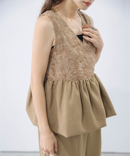 AMELY(エミリー)の「フラワージャガード オールインワン(つなぎ/オールインワン・レディース・ブラック/ブラウン/グリーン・M/L)」の9枚目の写真