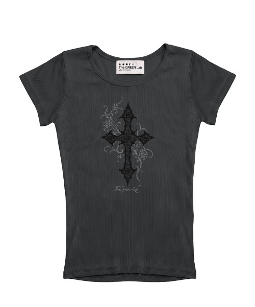 THE GREEN LAB（ザグリーンラボ）の「CROSS ボートネックスリム半袖Tシャツ [チャコールグレー]（Tシャツ/カットソー・レディース・その他・FREE）」の16枚目の写真