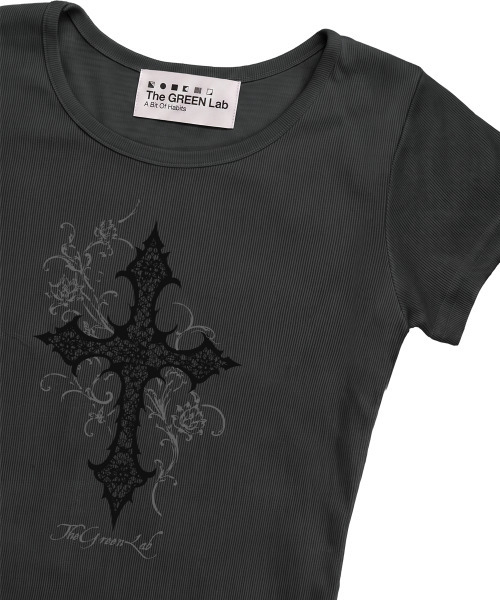 THE GREEN LAB（ザグリーンラボ）の「CROSS ボートネックスリム半袖Tシャツ [チャコールグレー]（Tシャツ/カットソー・レディース・その他・FREE）」の17枚目の写真