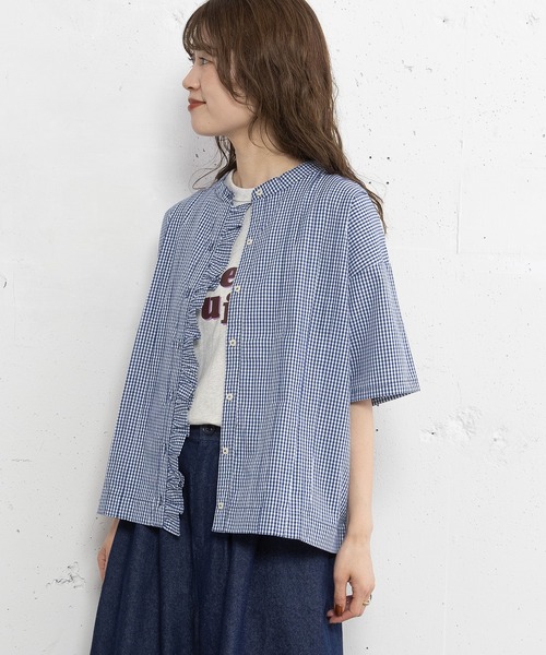 POU DOU DOU(プードゥドゥ)の「布帛使いフリルデザイントップス(Tシャツ/カットソー・レディース・オフホワイト/ネイビー/ブラック・3)」の16枚目の写真