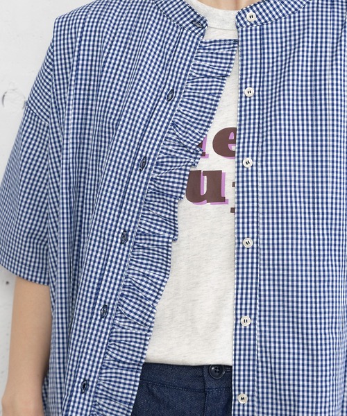 POU DOU DOU(プードゥドゥ)の「布帛使いフリルデザイントップス(Tシャツ/カットソー・レディース・オフホワイト/ネイビー/ブラック・3)」の19枚目の写真