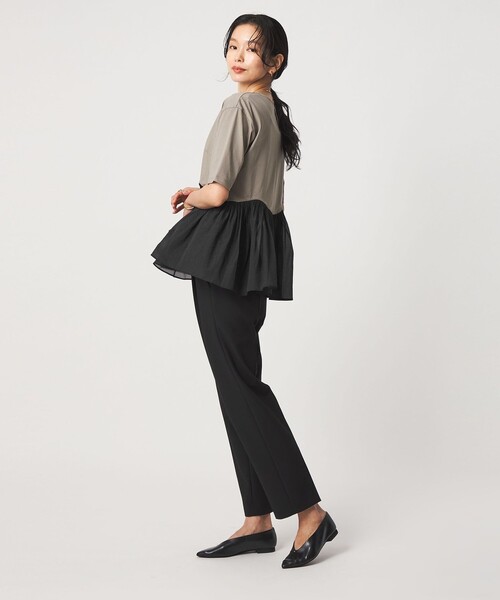 green label relaxing(グリーンレーベルリラクシング)の「シアー コンビ 5分袖 プルオーバー カットソー(Tシャツ/カットソー・レディース・ホワイト/オリーブ/ブラック・FREE)」の7枚目の写真