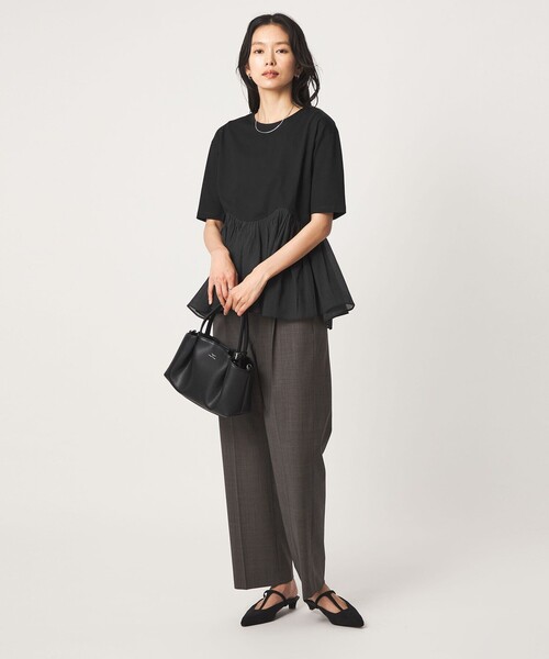 green label relaxing(グリーンレーベルリラクシング)の「シアー コンビ 5分袖 プルオーバー カットソー(Tシャツ/カットソー・レディース・ホワイト/オリーブ/ブラック・FREE)」の14枚目の写真