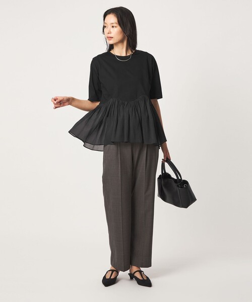green label relaxing(グリーンレーベルリラクシング)の「シアー コンビ 5分袖 プルオーバー カットソー(Tシャツ/カットソー・レディース・ホワイト/オリーブ/ブラック・FREE)」の15枚目の写真
