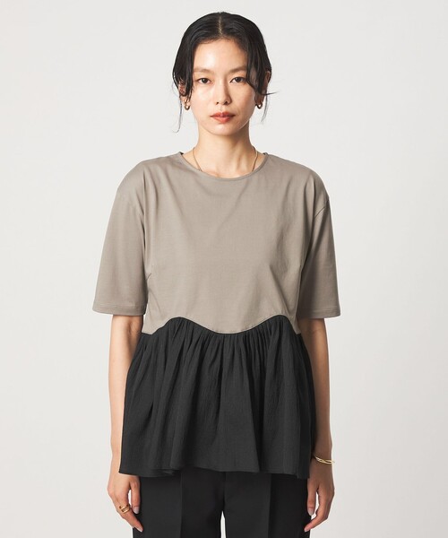 green label relaxing(グリーンレーベルリラクシング)の「シアー コンビ 5分袖 プルオーバー カットソー(Tシャツ/カットソー・レディース・ホワイト/オリーブ/ブラック・FREE)」の16枚目の写真