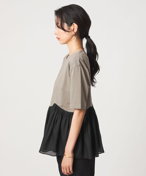 green label relaxing(グリーンレーベルリラクシング)の「シアー コンビ 5分袖 プルオーバー カットソー(Tシャツ/カットソー・レディース・ホワイト/オリーブ/ブラック・FREE)」の17枚目の写真