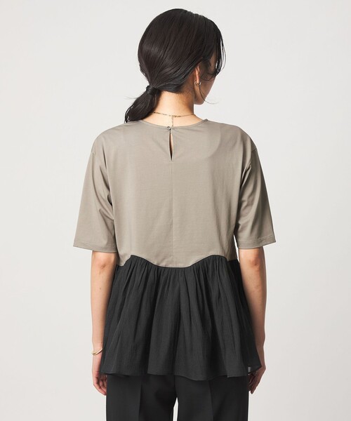 green label relaxing(グリーンレーベルリラクシング)の「シアー コンビ 5分袖 プルオーバー カットソー(Tシャツ/カットソー・レディース・ホワイト/オリーブ/ブラック・FREE)」の18枚目の写真