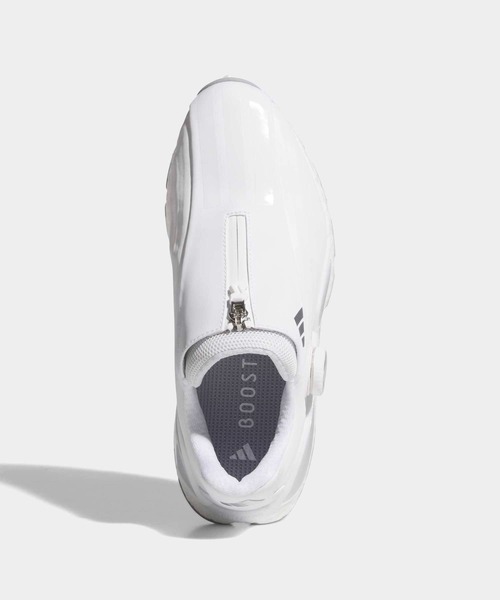 adidas(アディダス)の「コードカオス 27 ボア スパイクレス ゴルフシューズ / CODECHAOS 27 BOA SPIKELESS GOLF SHOES【adidas Golf/アディダスゴルフ】(スニーカー・レディース・ホワイト×シルバー・22.5cm/23.5cm/24.5cm/25.5cm/23.0cm/24.0cm/25.0cm/26.0cm/22.0cm)」の2枚目の写真