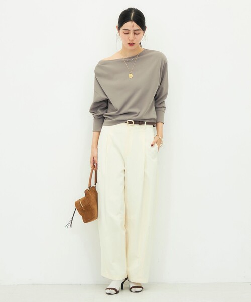 NOLLEY’S Sophi(ノーリーズソフィ)の「【BECシリーズ】《セットアップ対応》ウォッシャブルライトダンボールジョーゼット2WAYプルオーバー(Tシャツ/カットソー・レディース・ブラック/カーキ/ダークブラウン・38)」の6枚目の写真