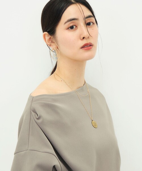 NOLLEY’S Sophi(ノーリーズソフィ)の「【BECシリーズ】《セットアップ対応》ウォッシャブルライトダンボールジョーゼット2WAYプルオーバー(Tシャツ/カットソー・レディース・ブラック/カーキ/ダークブラウン・38)」の14枚目の写真