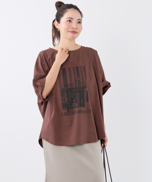 MICA&DEAL(マイカ&ディール)の「フォトプリントハーフスリーブTシャツ(Tシャツ/カットソー・レディース・ブラウン/ホワイト・FREE)」の4枚目の写真