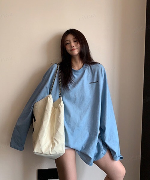 Dalfwin(ダールフィン)の「RICECAKE刺繍バックロゴウォッシュ加工長袖Tシャツ(Tシャツ/カットソー・レディース・ブラック/ブルー・FREE)」の2枚目の写真