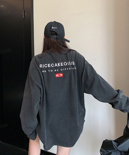 Dalfwin(ダールフィン)の「RICECAKE刺繍バックロゴウォッシュ加工長袖Tシャツ(Tシャツ/カットソー・レディース・ブラック/ブルー・FREE)」の3枚目の写真
