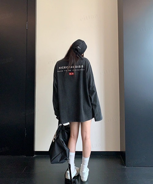 Dalfwin(ダールフィン)の「RICECAKE刺繍バックロゴウォッシュ加工長袖Tシャツ(Tシャツ/カットソー・レディース・ブラック/ブルー・FREE)」の8枚目の写真