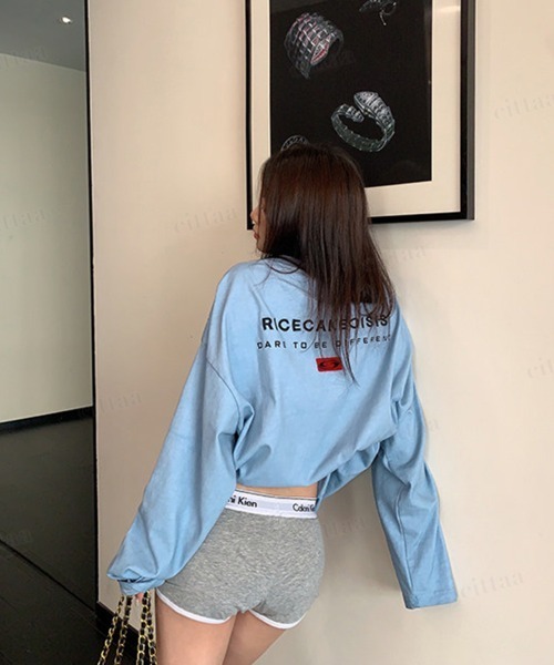 Dalfwin(ダールフィン)の「RICECAKE刺繍バックロゴウォッシュ加工長袖Tシャツ(Tシャツ/カットソー・レディース・ブラック/ブルー・FREE)」の13枚目の写真