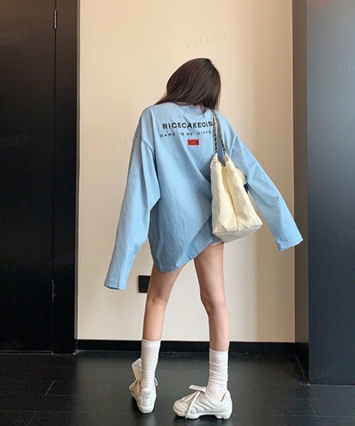 Dalfwin(ダールフィン)の「RICECAKE刺繍バックロゴウォッシュ加工長袖Tシャツ(Tシャツ/カットソー・レディース・ブラック/ブルー・FREE)」の14枚目の写真