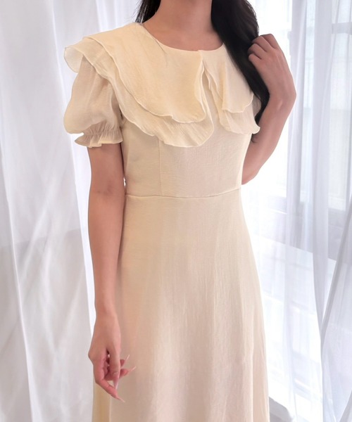 merrylatte(メリーラテ)の「パフスリーブロングワンピース(ワンピース・レディース・アイボリー・SMALL)」の3枚目の写真