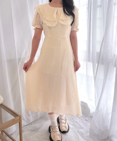 merrylatte(メリーラテ)の「パフスリーブロングワンピース(ワンピース・レディース・アイボリー・SMALL)」の6枚目の写真