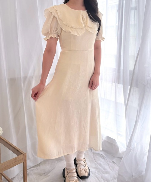 merrylatte(メリーラテ)の「パフスリーブロングワンピース(ワンピース・レディース・アイボリー・SMALL)」の7枚目の写真