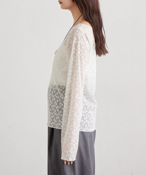 mystic(ミスティック)の「【レイヤードスタイルにも】26AWシャイニーレースロンT(Tシャツ/カットソー・レディース・ブラック/オフホワイト・FREE)」の10枚目の写真