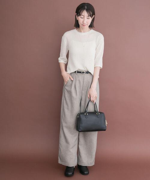 ITEMS URBANRESEARCH（アイテムズ アーバンリサーチ）の「ラメ半袖ニット（ニット/セーター・レディース・オフホワイト/ゴールド/ブラック・FREE）」の7枚目の写真