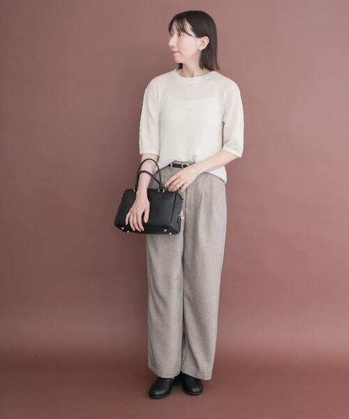 ITEMS URBANRESEARCH（アイテムズ アーバンリサーチ）の「ラメ半袖ニット（ニット/セーター・レディース・オフホワイト/ゴールド/ブラック・FREE）」の8枚目の写真