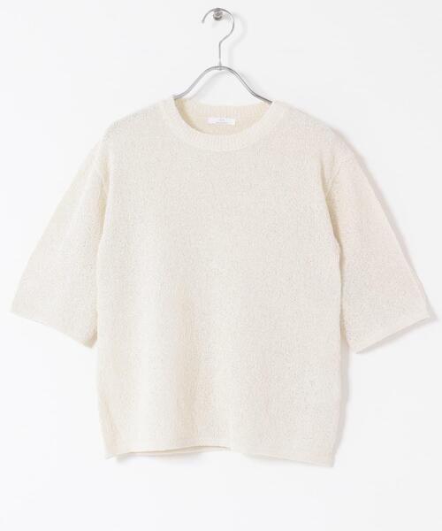 ITEMS URBANRESEARCH（アイテムズ アーバンリサーチ）の「ラメ半袖ニット（ニット/セーター・レディース・オフホワイト/ゴールド/ブラック・FREE）」の9枚目の写真